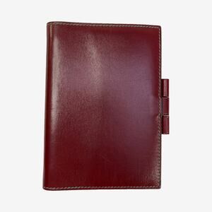 Hermes Vision Agenda Pm Burgundy Leather Cover With Green Interior Ra Auth